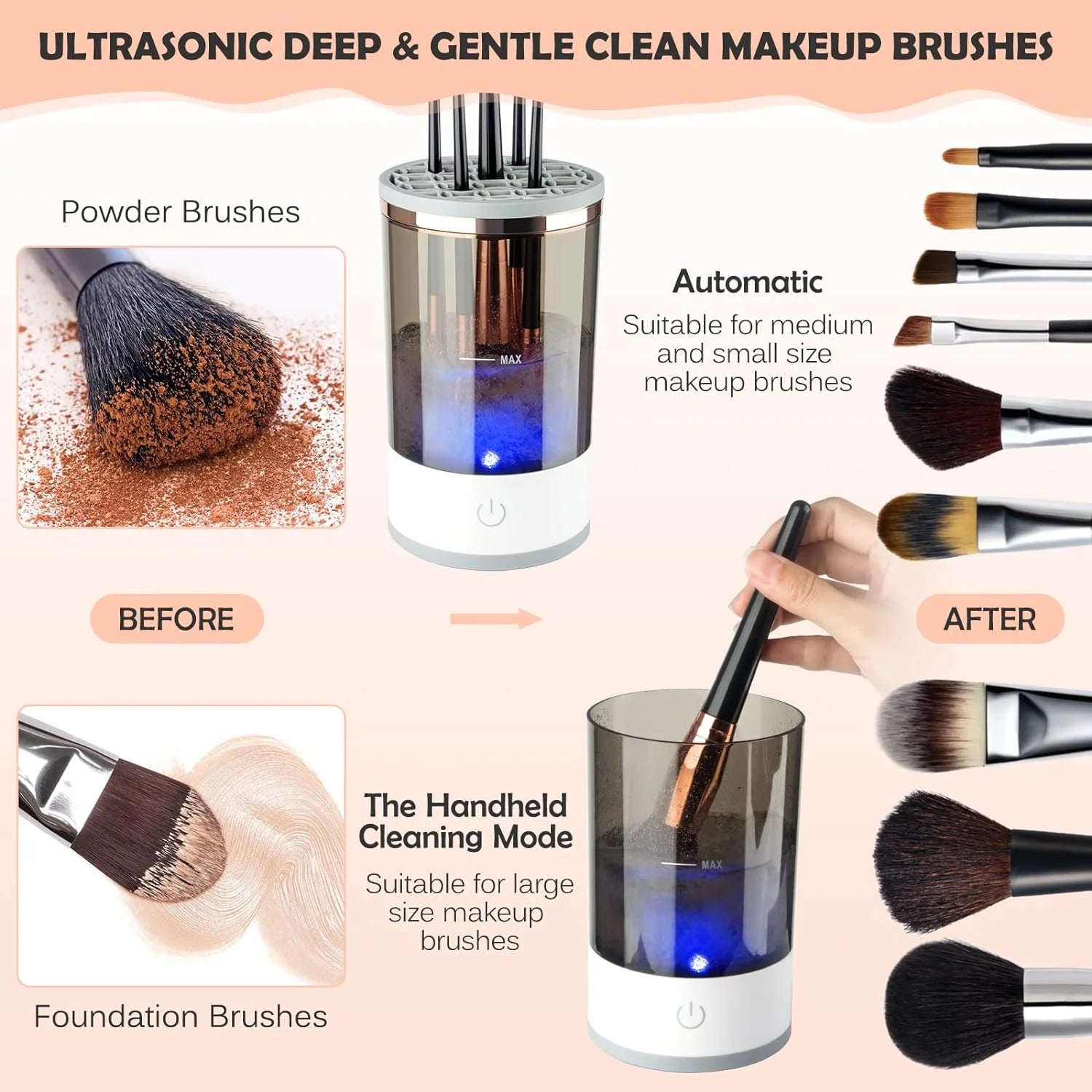 Automatic Electric Cosmetic Brush Cleaner for All Makeup Brush Sizes